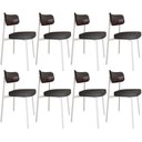 Ver imagem 1 de Kit 08 Cadeiras Estofada para Sala de Jantar Astrid Branco C01 Linho Preto Courino Café - Lyam