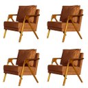 Ver imagem 1 de Kit 4 Poltronas Cadeira Mona Luxo Recepção - Veludo Cobre