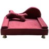 Puff Pet Cama Estofada com Almofada para Cachorro Amora E01 Suede Bordô - Inoviza - 1