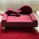Ver imagem 2 de Puff Pet Cama Estofada com Almofada para Cachorro Amora E01 Suede Bordô - Inoviza