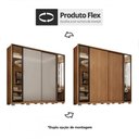 Ver imagem 4 de Guarda Roupa Casal Laredo 4 Portas Flex Amêndola Touch com Vidro Reflecta e Pés - Demartêz