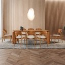 Ver imagem 1 de Sala de Jantar Mesa Nala 220cm Tampo Laminado Canto Moeda com 8 Cadeiras Solaris Gold
