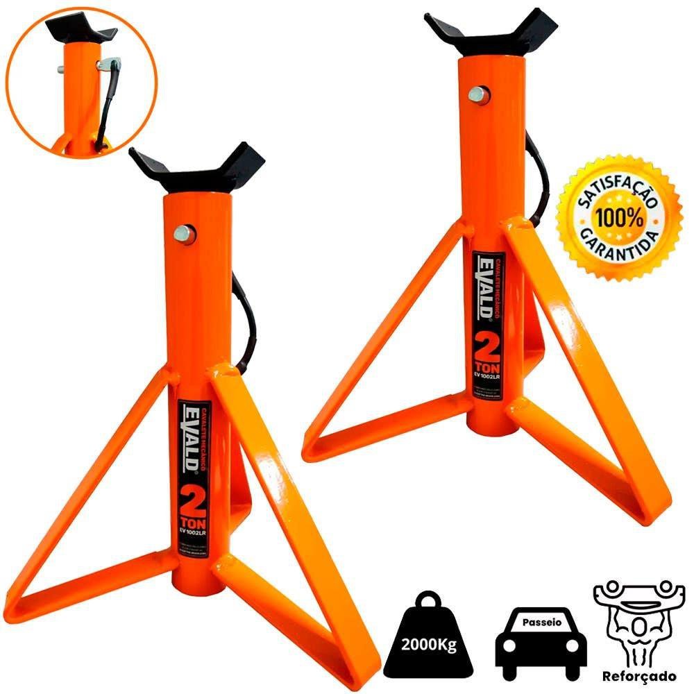 Cavalete Mecânico Automotivo 2 TON Kit 2 Peças EVALD-Laranja - 2