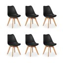 Ver imagem 1 de Kit C/ 6 Cadeiras Leda - Charles Eames Saarienen Wood com Almofada Preta
