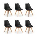 Ver imagem 1 de Kit C/ 6 Cadeiras Leda - Charles Eames Saarienen Wood com Almofada Preta