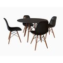 Ver imagem 2 de Conjunto de Mesa de Jantar Eames Eiffel Redonda 110cm Tampo de Madeira Preto com 4 Cadeiras Pretas