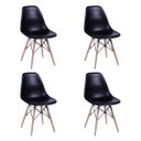 Ver imagem 4 de Conjunto de Mesa de Jantar Eames Eiffel Redonda 110cm Tampo de Madeira Preto com 4 Cadeiras Pretas