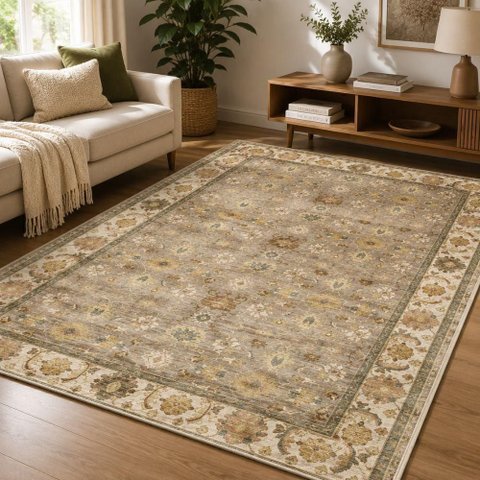 Tapete Egipcio Oushak Sg-01 Terra/Bege 2,00x2,50 Abdalla