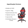 Cadeira de Escritório Gamer Ergonômica Reclinável Vermelho - 5