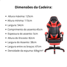 Cadeira de Escritório Gamer Ergonômica Reclinável Vermelho - 4