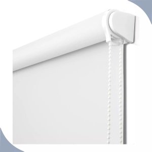Persiana Cortina Rolo Tecido Blackout Liso Branco 1,40m X 1,40m - Sala Quarto Escritório - Blecaute