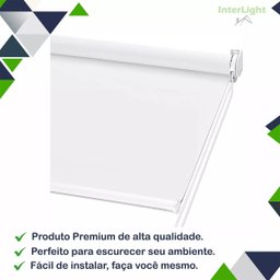 Persiana Cortina Rolo Tecido Blackout Liso Branco 1,40m X 1,40m - Sala Quarto Escritório - Blecaute - 2