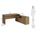 Ver imagem 4 de Mesa para Escritório em L com Armário Web30 2 Gavetas 170cm Espresso Móveis Malaga