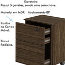 Ver imagem 3 de Gaveteiro com Chave para Escritório Home Office ME4148 MDP Nogal - Gran Belo