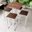 Ver imagem 1 de Conjunto Mesa Alta Bar Bistrô Quadrada Imbuia 4 Bancos Estofado Don Castro Decor