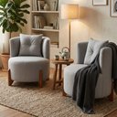 Ver imagem 1 de Kit 2 Poltronas Orgânica Curva Luna Boucle Cinza Claro - Montanaris Decor