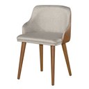 Ver imagem 4 de Kit 2 Cadeiras Million Tecido Linho C/ Couro Pés em Madeira