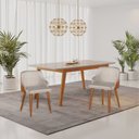 Ver imagem 2 de Kit 2 Cadeiras Million Tecido Linho C/ Couro Pés em Madeira