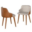Ver imagem 3 de Kit 2 Cadeiras Million Tecido Linho C/ Couro Pés em Madeira