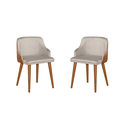 Ver imagem 1 de Kit 2 Cadeiras Million Tecido Linho C/ Couro Pés em Madeira