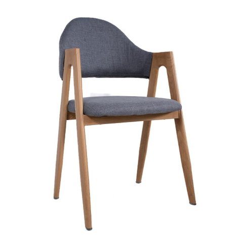 Cadeira em Metal Estofada em Linho Suellen Sala Jantar Cinza