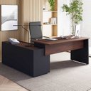 Ver imagem 1 de Mesa Diretor X com Armário Caixa de Tomadas e 3 Gavetas 200cm Tampo Cavado para Escritório Corporate