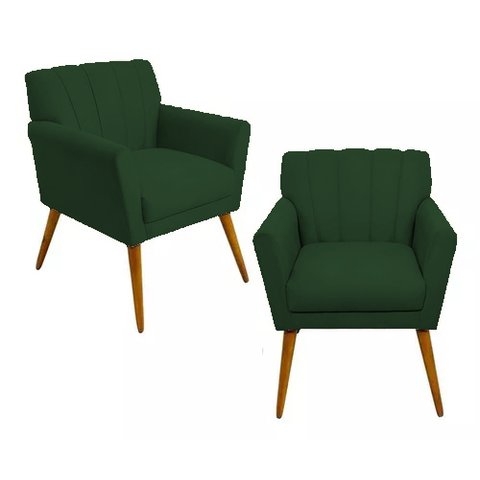 Kit 2 Poltronas Decorativa Cecília - Verde
