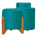 Ver imagem 1 de Kit Puff Decorativo Athenas mais Puff Jade Suede Azul Turquesa