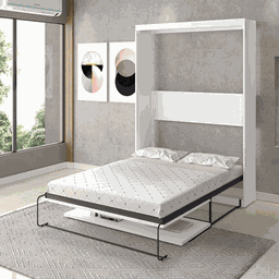 Cama Casal Retrátil Pratic Branco/Preto - Art Panta - 1 Cama Casal Retrátil Pratic Branco/Preto - Art Panta - 1