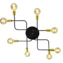 Ver imagem 1 de Lustre Plafon Hashtag Preto Com Dourado De 8 Braços