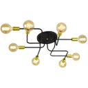 Ver imagem 2 de Lustre Plafon Hashtag Preto Com Dourado De 8 Braços