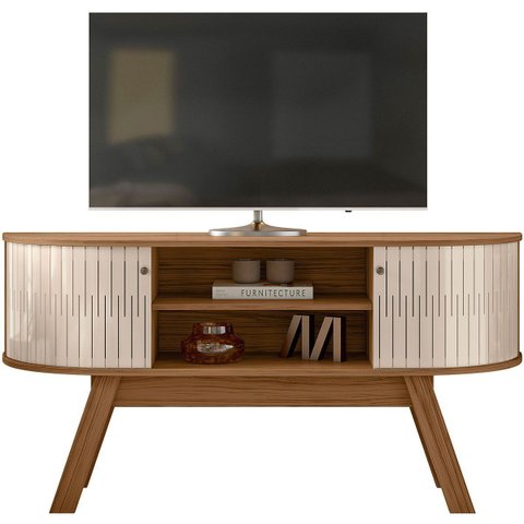 Rack Bancada Atalanta 2 Portas para Tv de 55" Polegadas Naturale/off White