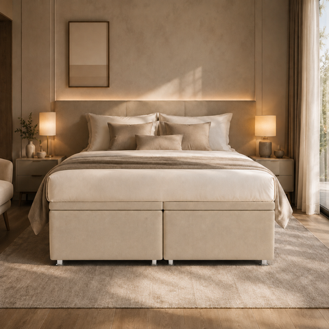 Base Bau Bipartida para Cama Queen 158x198cm Bege Ortobom