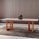 Ver imagem 2 de Mesa para Sala de Jantar Patros 220cm Moderna Mobília Cinamomo Imbuia/off White