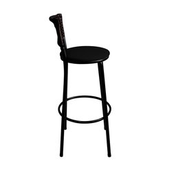 Banqueta Alta Hawaii Bistrô Encosto Junco Marrom Pintura Epóxi Aço Preto Assento Preto - 2