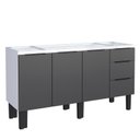 Ver imagem 1 de Gabinete de Aço Para Pia 160cm 3 Portas 3 Gavetas Jupter Cozimax Preto