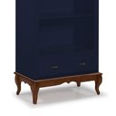Ver imagem 3 de Estante para Livros 3 Prateleiras 1 Gaveta Pés Luis Xv 60201 Linz Móveis - Azul Petróleo/imbuia