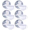 Ver imagem 1 de Jogo 6 Xícaras com Pires 250ml Porcelana Decorada Tramontina Azzura Servir Café Chá