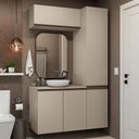 Ver imagem 1 de Conjunto Gabinete Suspenso para Banheiro 120cm 5 Portas Crema Nice Madesa 02