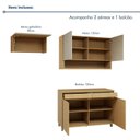 Ver imagem 5 de Cozinha Completa Modulada 3 Peças 5 Portas 2 Gavetas 100% MDF Simone Mendes Marrom/Carvalho/Greige