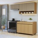 Ver imagem 1 de Cozinha Completa Modulada 3 Peças 5 Portas 2 Gavetas 100% MDF Simone Mendes Marrom/Carvalho/Greige