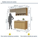 Ver imagem 3 de Cozinha Completa Modulada 3 Peças 5 Portas 2 Gavetas 100% MDF Simone Mendes Marrom/Carvalho/Greige