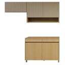 Ver imagem 2 de Cozinha Completa Modulada 3 Peças 5 Portas 2 Gavetas 100% MDF Simone Mendes Marrom/Carvalho/Greige