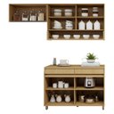 Ver imagem 4 de Cozinha Completa Modulada 3 Peças 5 Portas 2 Gavetas 100% MDF Simone Mendes Marrom/Carvalho/Greige