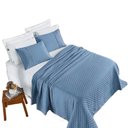 Ver imagem 1 de Kit Cobre Leito Colcha Nobre Casal 3 Peças Micrpercal 200 Fios Matelado Lese - Azul Serenity