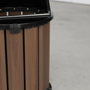 Ver imagem 3 de Lixeira Madeira Plástica Ecológica 67l Para Jardim E Parques -  preta