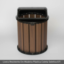 Ver imagem 2 de Lixeira Madeira Plástica Ecológica 67l Para Jardim E Parques -  preta