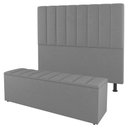 Ver imagem 1 de Cabeceira E Baú Cama Box Casal Cora 140cm Suede Cinza Claro