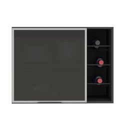 Armário Aéreo 80 cm 1 Porta Vidro Fumê com Adega Etna Poliman - 2