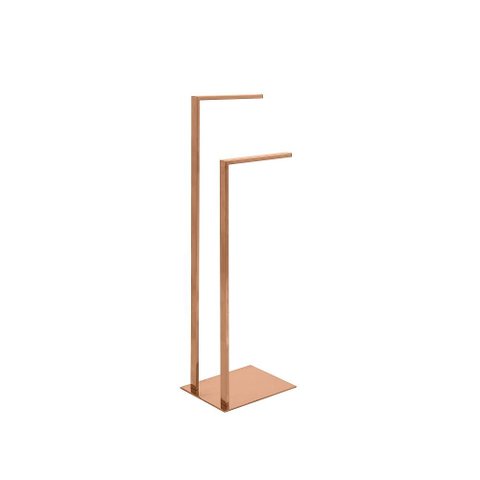 Porta Papel Higiênico De Piso Duplo Cipó Pingoo.casa - Dourado Rose